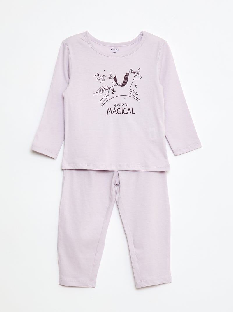 Completo pigiama t-shirt + leggings stampati - 2 pezzi Viola - Kiabi