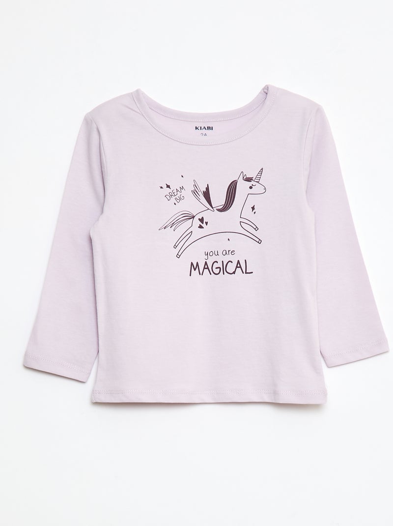 Completo pigiama t-shirt + leggings stampati - 2 pezzi Viola - Kiabi