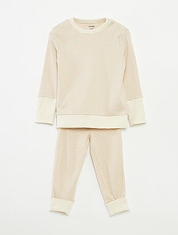 Completo pigiama t-shirt lunga + pantaloni a righe - 2 pezzi