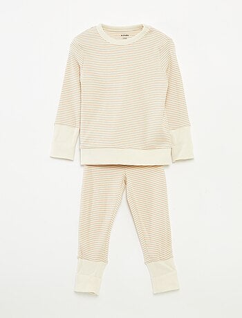 Completo pigiama t-shirt lunga + pantaloni a righe - 2 pezzi