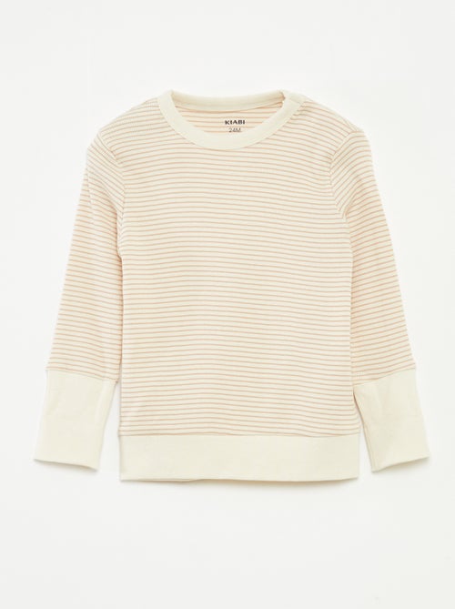 Completo pigiama t-shirt lunga + pantaloni a righe - 2 pezzi - Kiabi