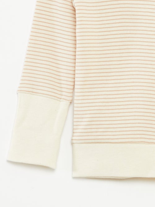 Completo pigiama t-shirt lunga + pantaloni a righe - 2 pezzi - Kiabi