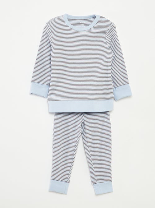 Completo pigiama t-shirt lunga + pantaloni a righe - 2 pezzi - Kiabi