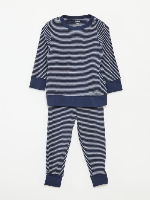 Completo pigiama t-shirt lunga + pantaloni a righe - 2 pezzi - Kiabi