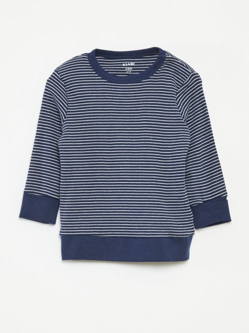 Completo pigiama t-shirt lunga + pantaloni a righe - 2 pezzi - Kiabi