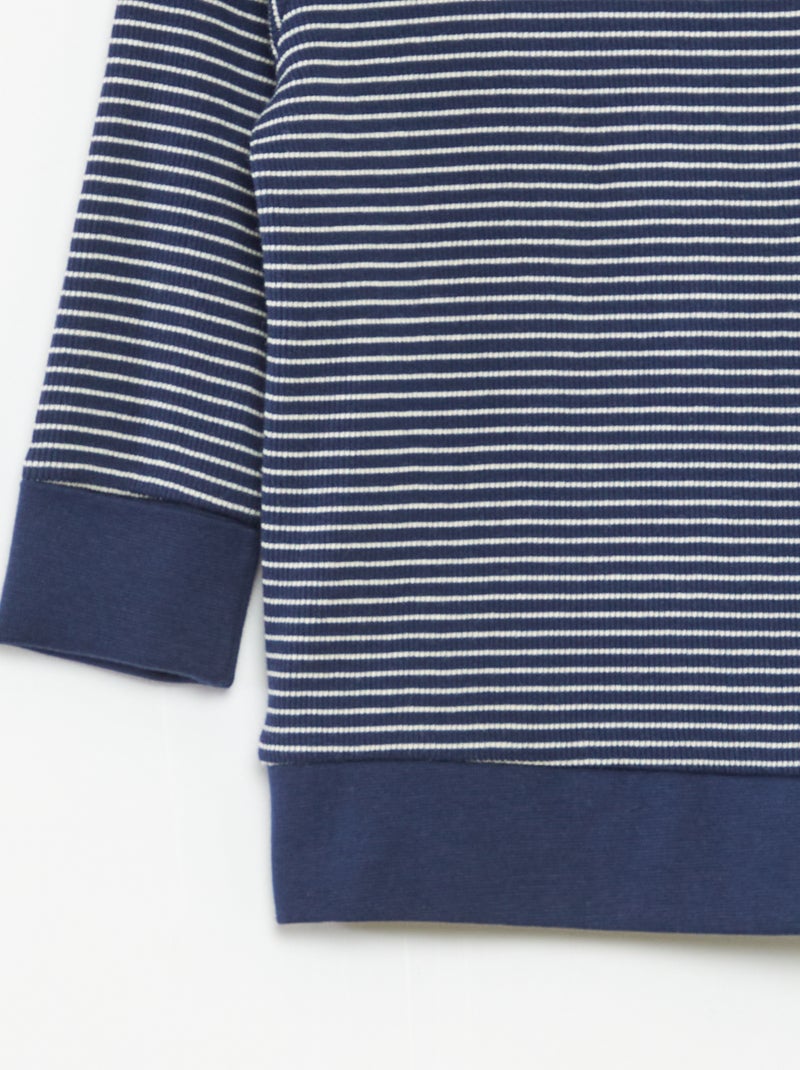 Completo pigiama t-shirt lunga + pantaloni a righe - 2 pezzi Blu - Kiabi