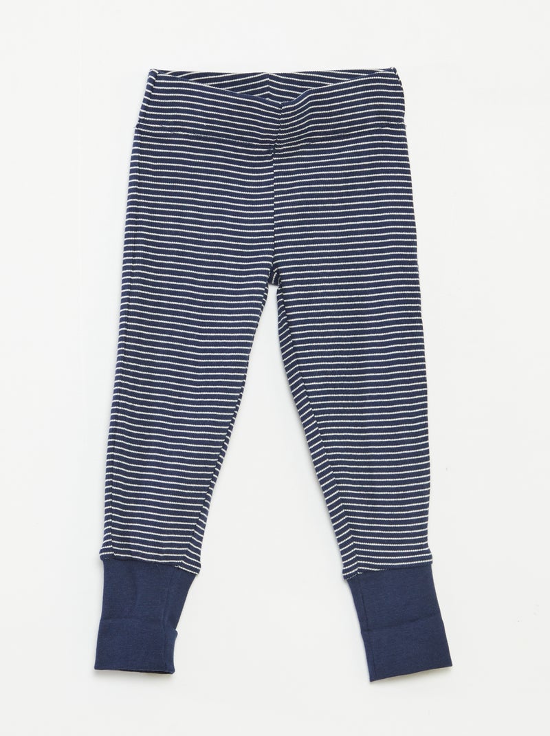 Completo pigiama t-shirt lunga + pantaloni a righe - 2 pezzi Blu - Kiabi