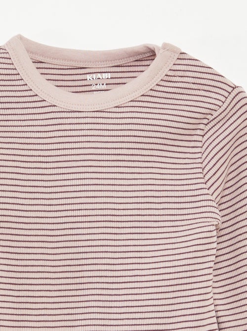 Completo pigiama t-shirt lunga + pantaloni a righe - 2 pezzi - Kiabi