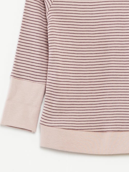 Completo pigiama t-shirt lunga + pantaloni a righe - 2 pezzi - Kiabi