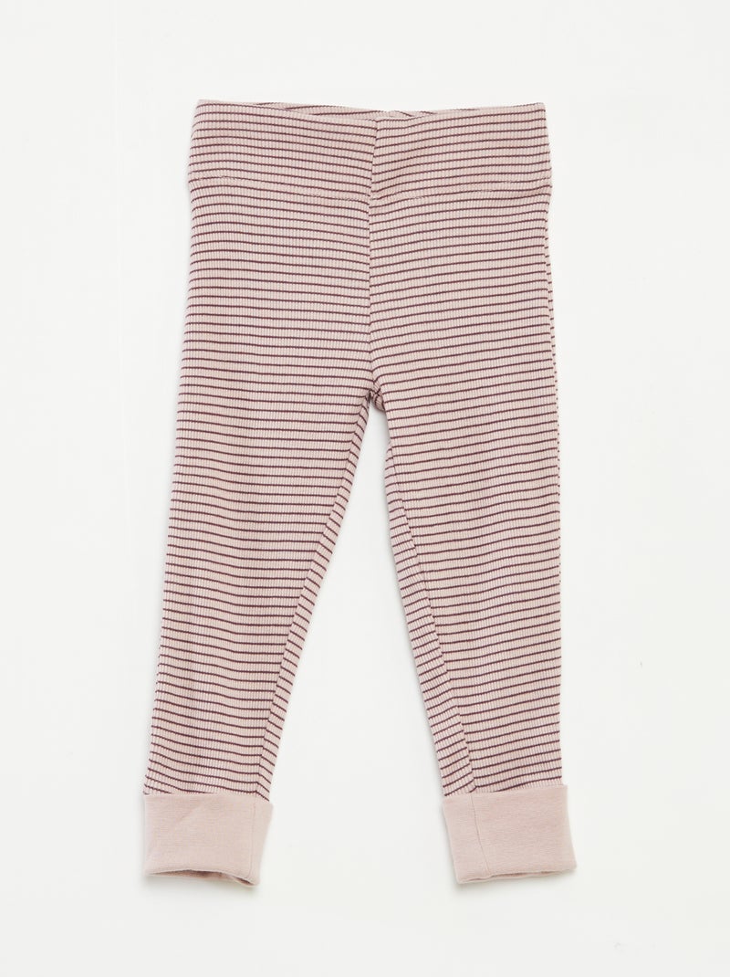 Completo pigiama t-shirt lunga + pantaloni a righe - 2 pezzi Viola - Kiabi