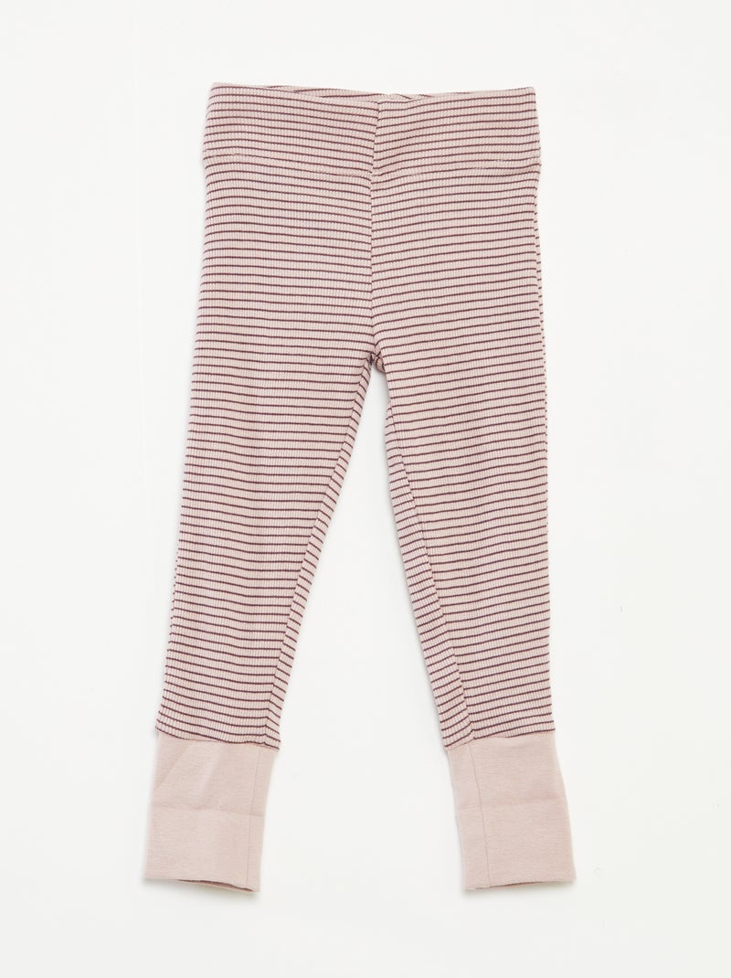 Completo pigiama t-shirt lunga + pantaloni a righe - 2 pezzi Viola - Kiabi