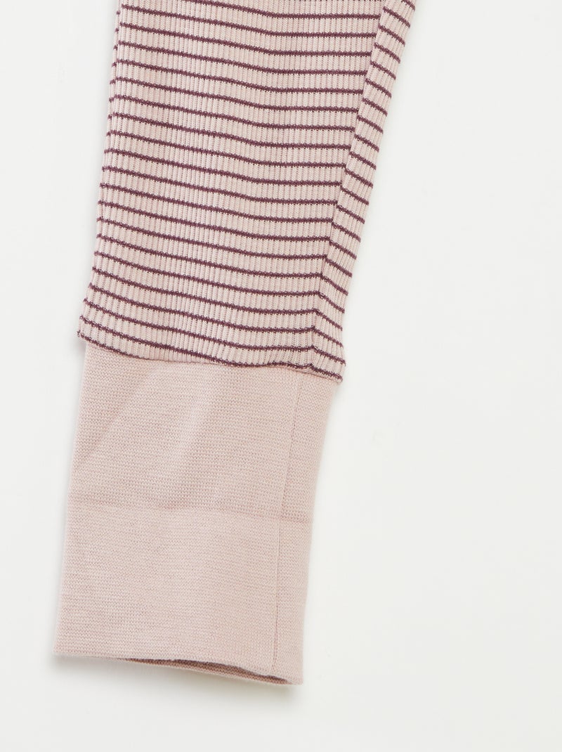 Completo pigiama t-shirt lunga + pantaloni a righe - 2 pezzi Viola - Kiabi