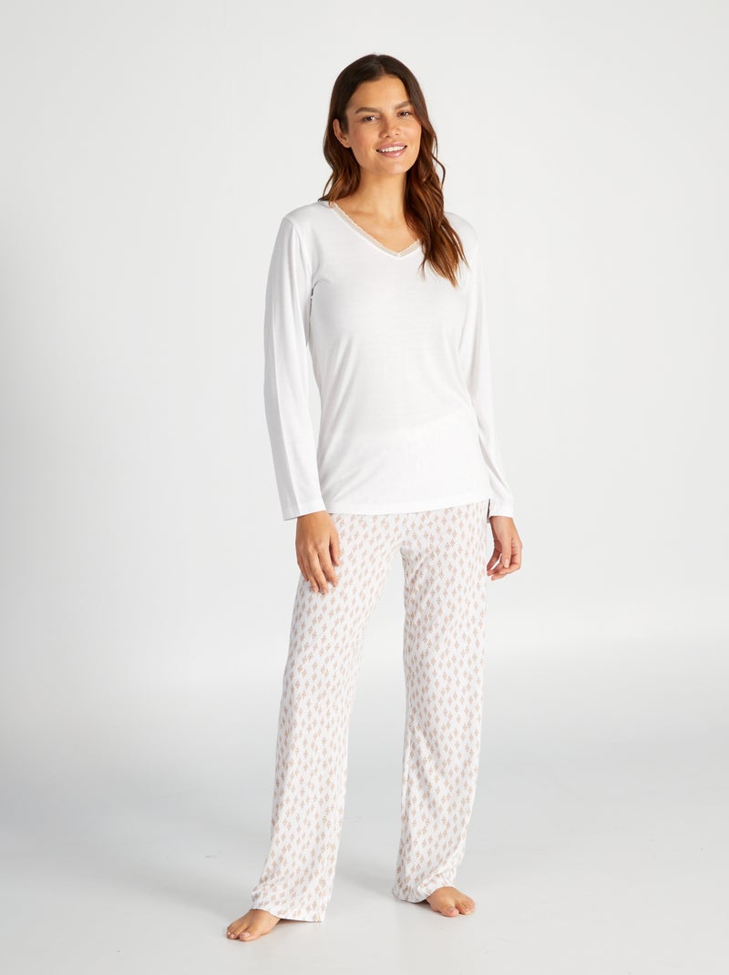 Completo pigiama t-shirt + pantaloni - 2 pezzi BEIGE - Kiabi
