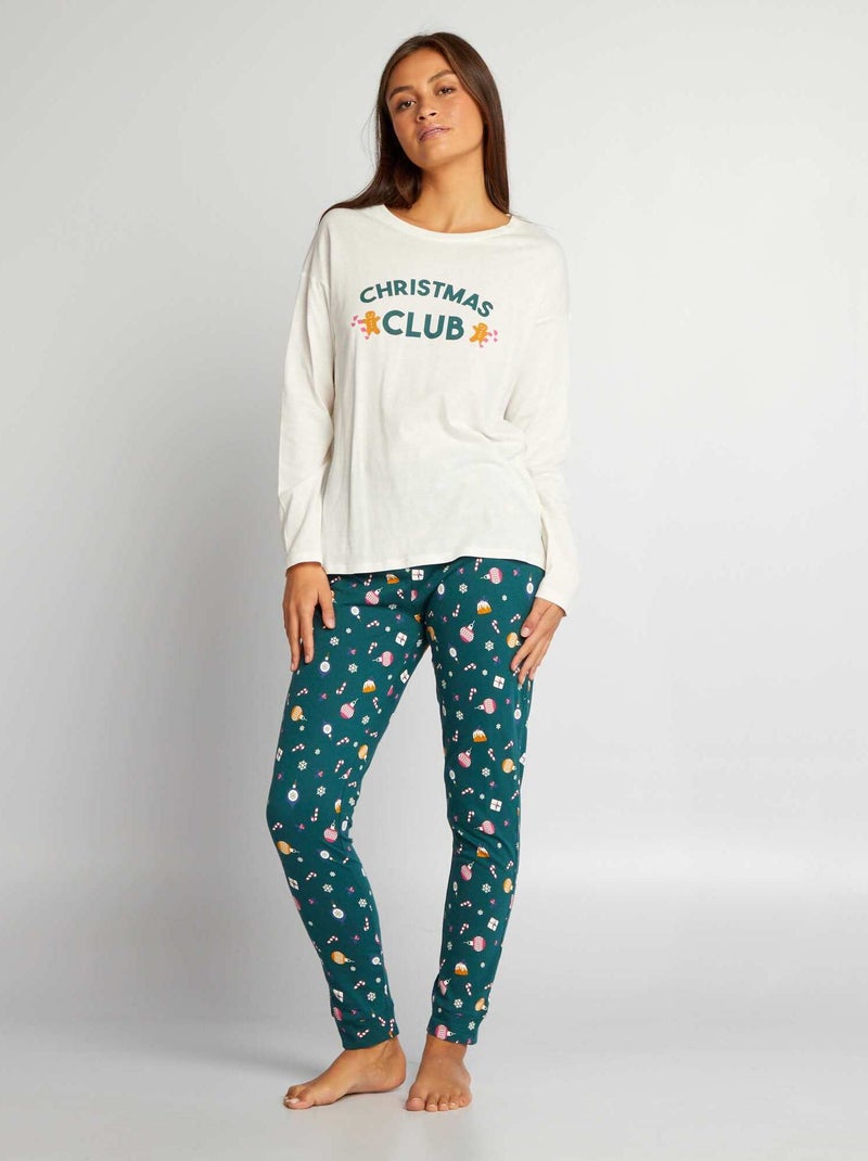 Completo pigiama t-shirt + pantaloni - 2 pezzi BIANCO - Kiabi