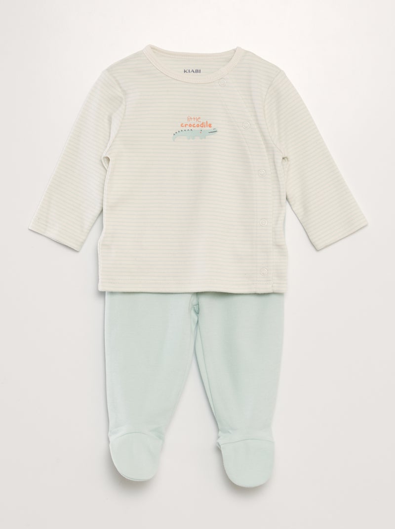 Completo pigiama t-shirt + pantaloni - 2 pezzi BIANCO - Kiabi