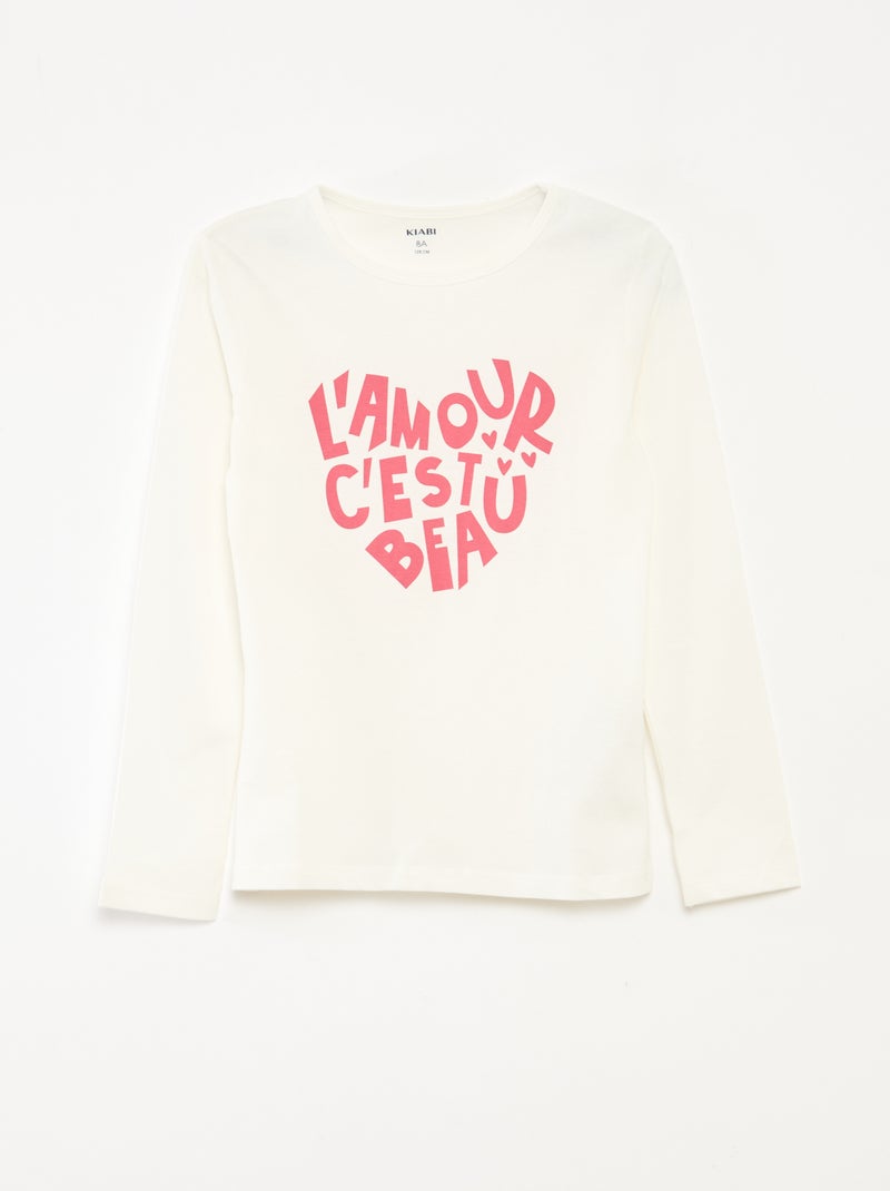 Completo pigiama t-shirt + pantaloni - 2 pezzi Bianco - Kiabi