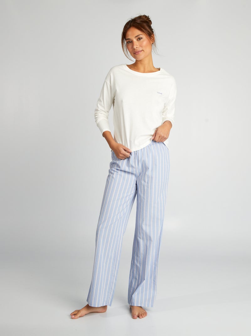 Completo pigiama t-shirt + pantaloni - 2 pezzi BIANCO - Kiabi