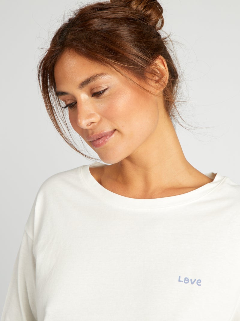 Completo pigiama t-shirt + pantaloni - 2 pezzi BIANCO - Kiabi