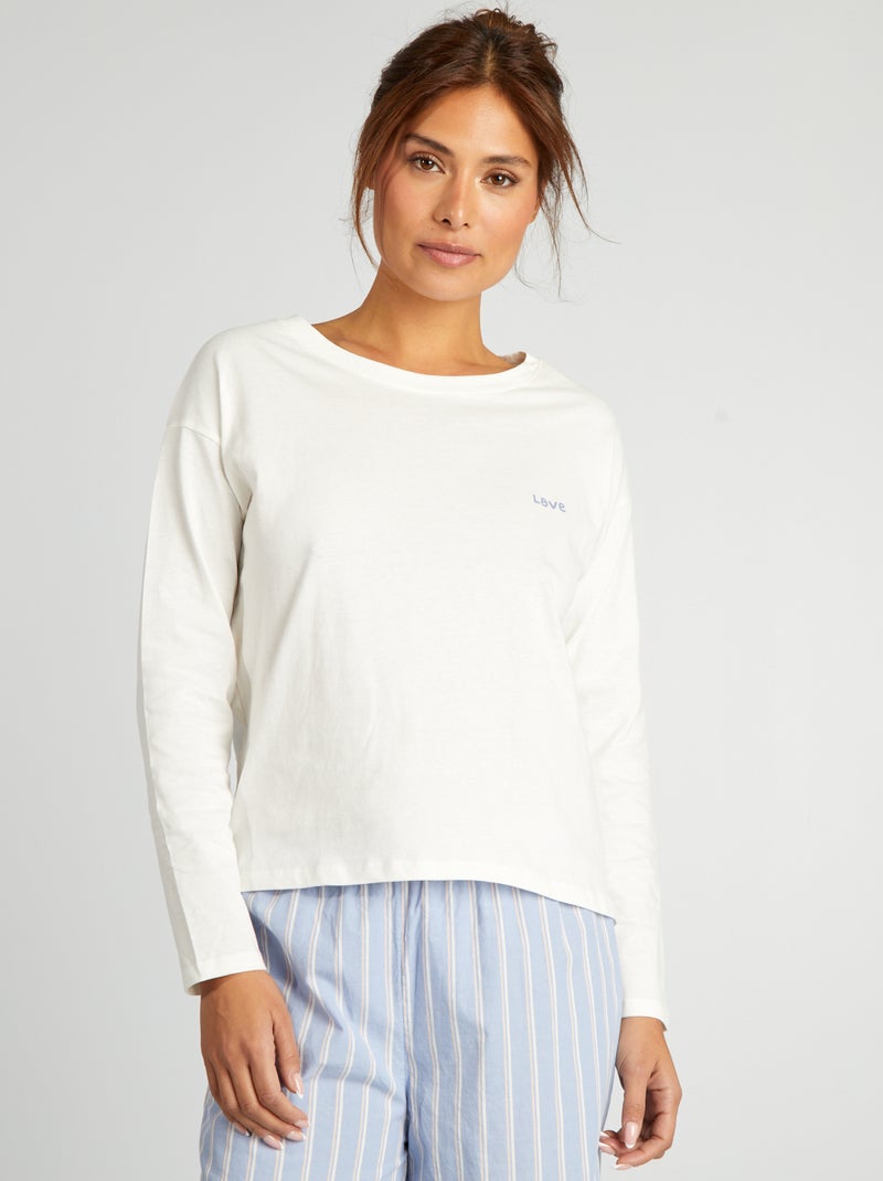 Completo pigiama t-shirt + pantaloni - 2 pezzi BIANCO - Kiabi