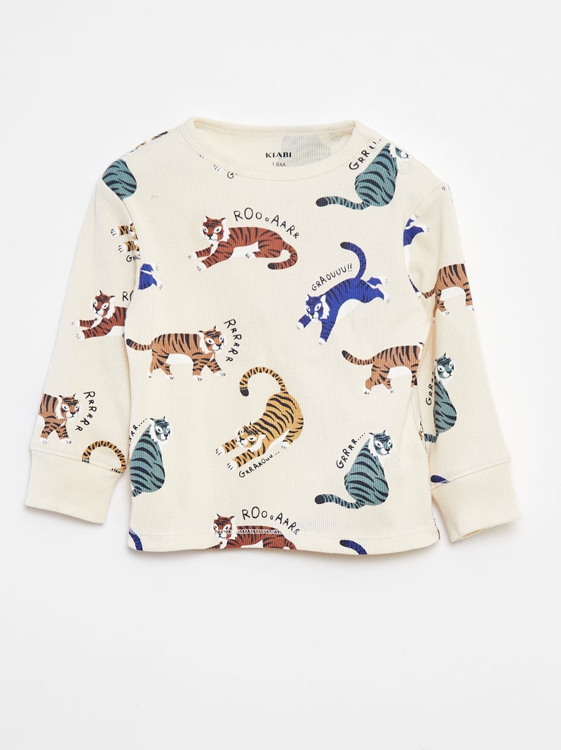 Completo pigiama t-shirt + pantaloni - 2 pezzi Bianco - Kiabi