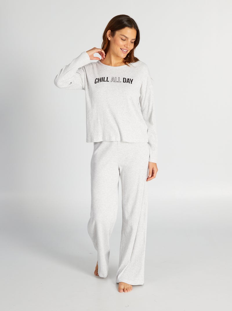 Completo pigiama t-shirt + pantaloni - 2 pezzi GRIGIO - Kiabi