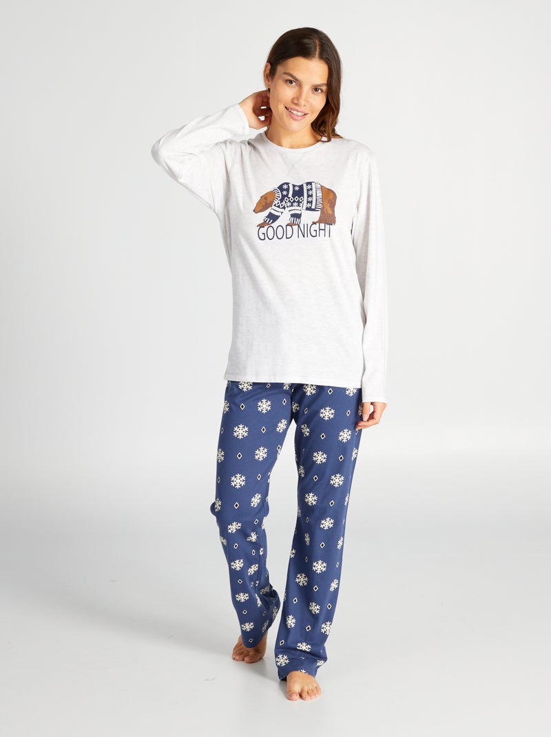 Completo pigiama t-shirt + pantaloni - 2 pezzi GRIGIO - Kiabi