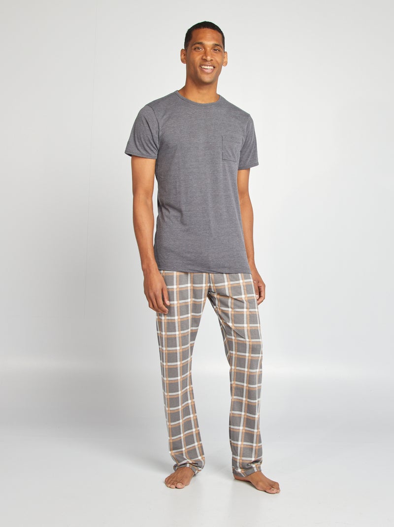 Completo pigiama t-shirt + pantaloni - 2 pezzi MARRONE - Kiabi