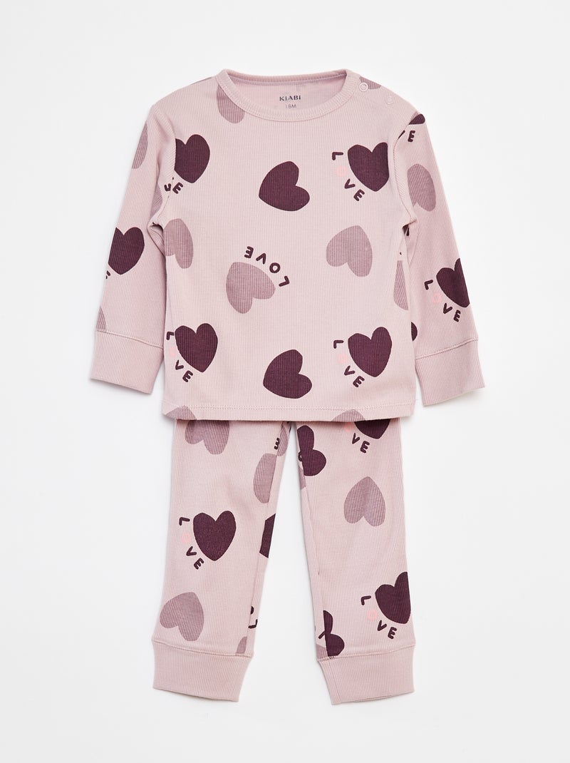 Completo pigiama t-shirt + pantaloni - 2 pezzi Viola - Kiabi