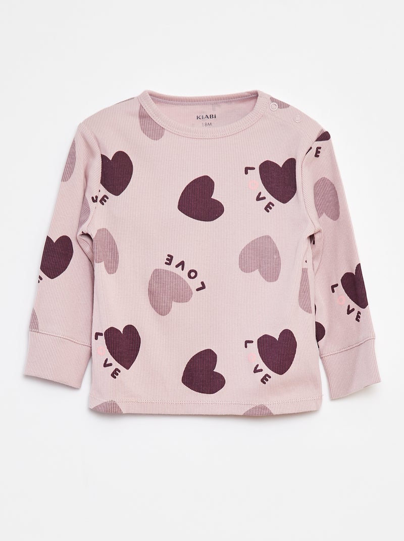 Completo pigiama t-shirt + pantaloni - 2 pezzi Viola - Kiabi