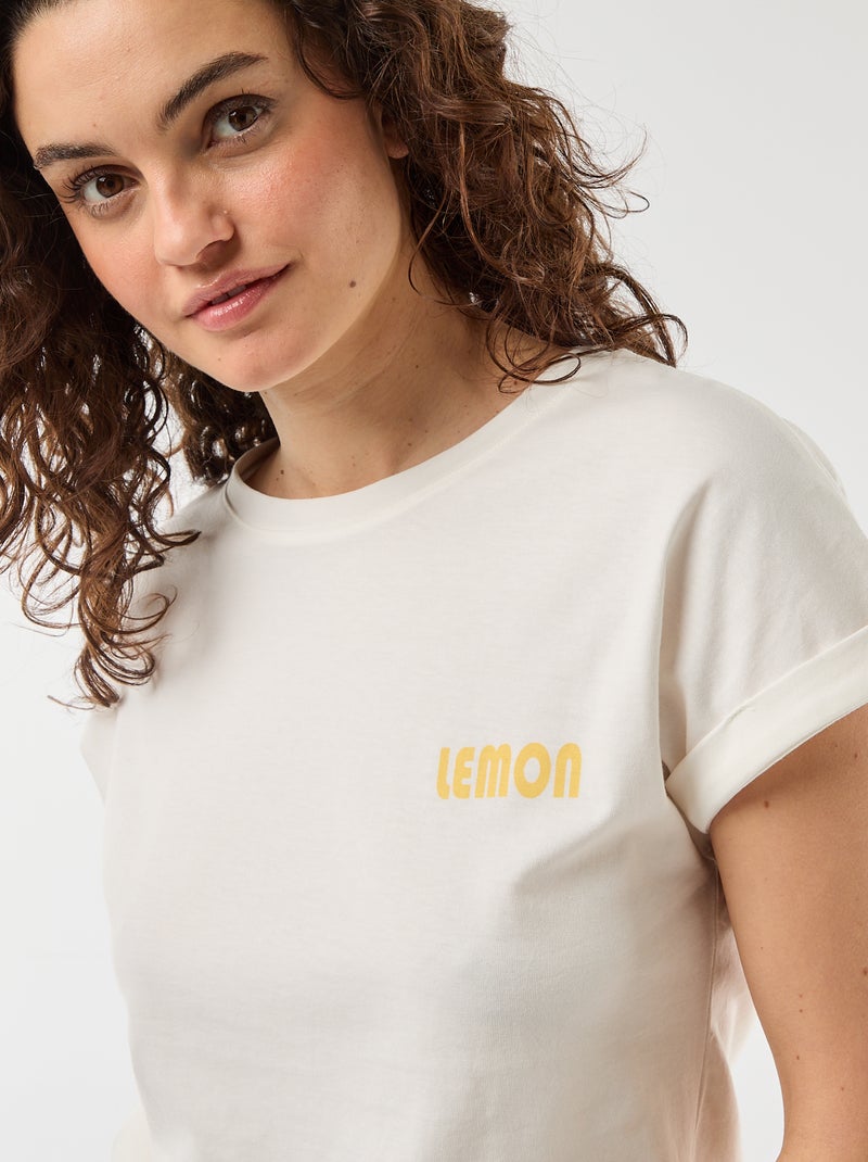 Completo pigiama t-shirt + pantaloni a quadri - 2 pezzi Giallo - Kiabi