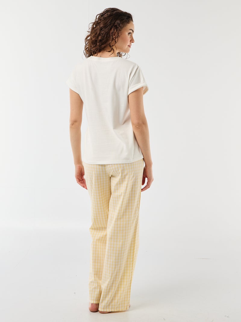 Completo pigiama t-shirt + pantaloni a quadri - 2 pezzi Giallo - Kiabi