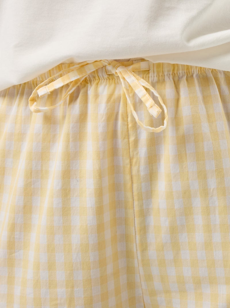 Completo pigiama t-shirt + pantaloni a quadri - 2 pezzi Giallo - Kiabi