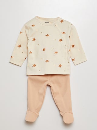 Completo pigiama t-shirt + pantaloni con piedini - 2 pezzi
