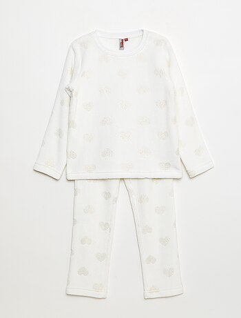 Completo pigiama t-shirt + pantaloni in pile - 2 pezzi