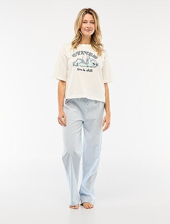 Completo pigiama t-shirt + pantaloni in popeline 'Angel' - 2 pezzi