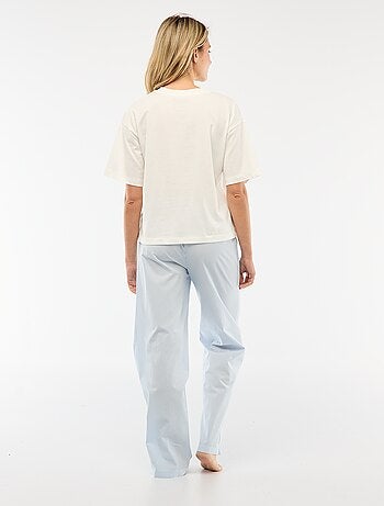 Completo pigiama t-shirt + pantaloni in popeline 'Angel' - 2 pezzi
