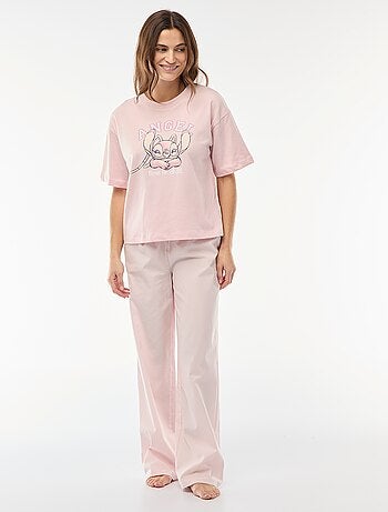 Completo pigiama t-shirt + pantaloni in popeline 'Angel' - 2 pezzi