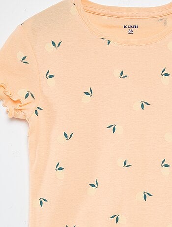 Completo pigiama t-shirt + shorts con stampa e bordi ondulati - 2 pezzi