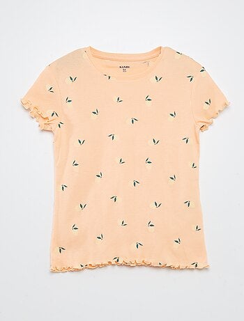 Completo pigiama t-shirt + shorts con stampa e bordi ondulati - 2 pezzi
