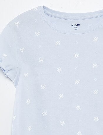Completo pigiama t-shirt + shorts con stampa e bordi ondulati - 2 pezzi