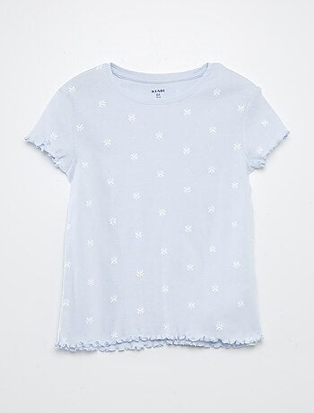 Completo pigiama t-shirt + shorts con stampa e bordi ondulati - 2 pezzi
