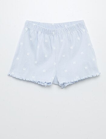 Completo pigiama t-shirt + shorts con stampa e bordi ondulati - 2 pezzi