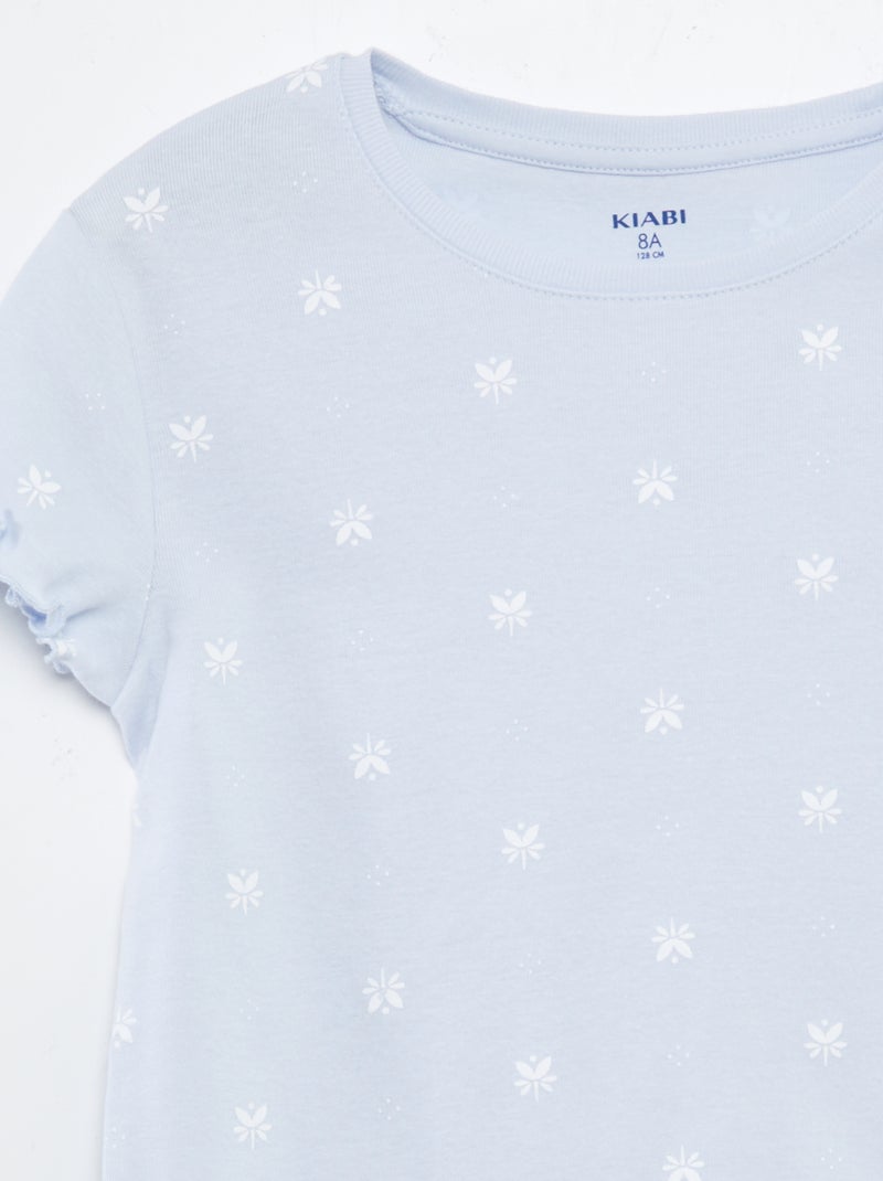 Completo pigiama t-shirt + shorts con stampa e bordi ondulati - 2 pezzi BIANCO - Kiabi