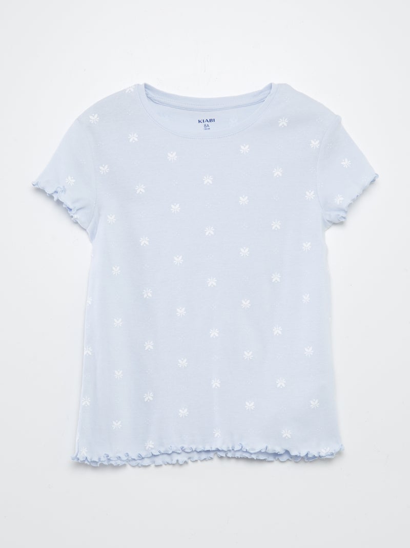 Completo pigiama t-shirt + shorts con stampa e bordi ondulati - 2 pezzi BIANCO - Kiabi