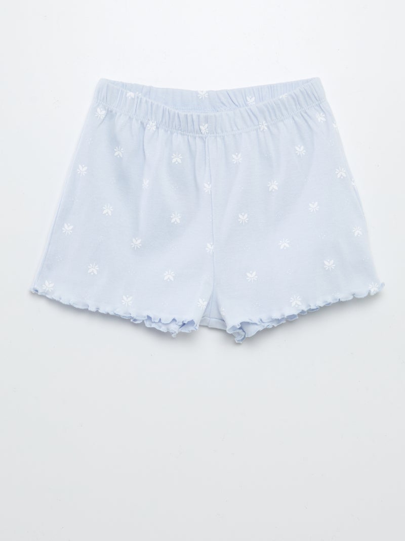 Completo pigiama t-shirt + shorts con stampa e bordi ondulati - 2 pezzi BIANCO - Kiabi