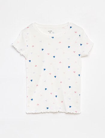 Completo pigiama t-shirt + shorts con stampa e bordi ondulati - 2 pezzi