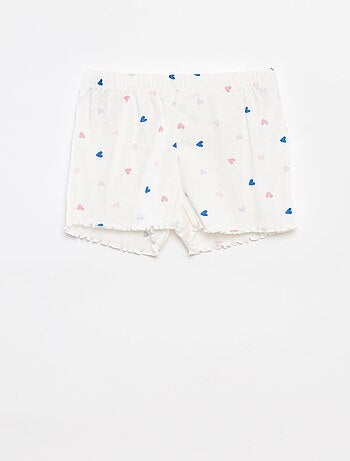 Completo pigiama t-shirt + shorts con stampa e bordi ondulati - 2 pezzi