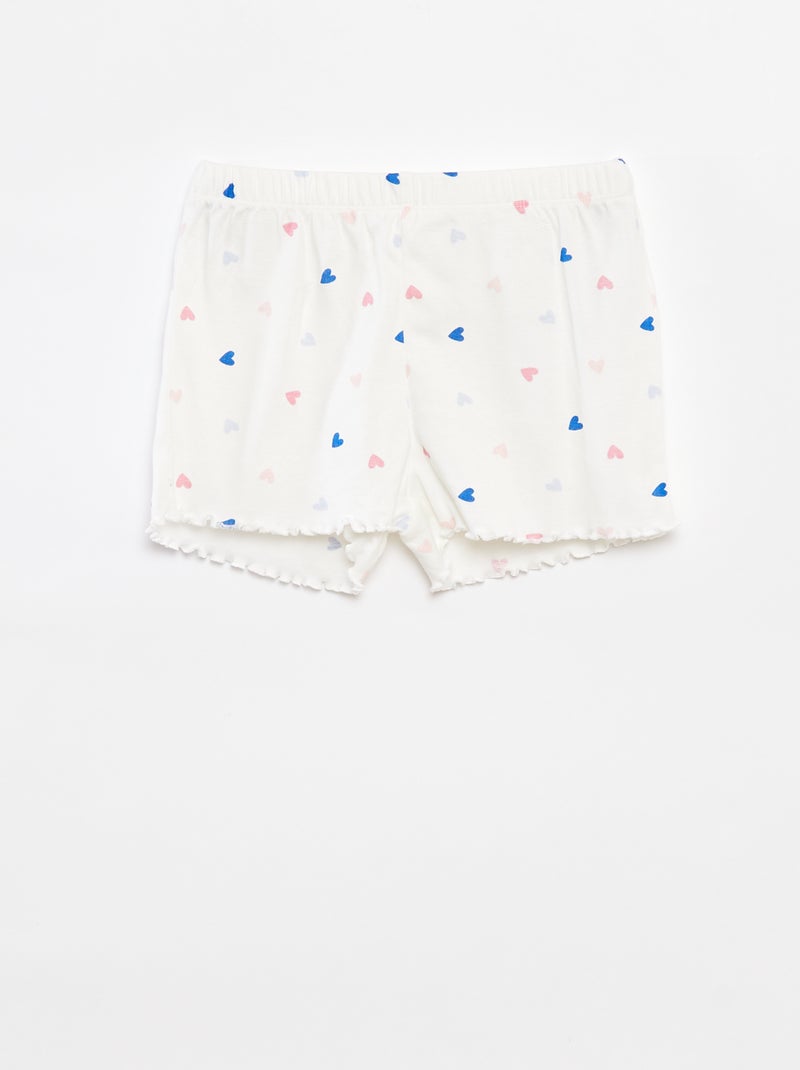Completo pigiama t-shirt + shorts con stampa e bordi ondulati - 2 pezzi BIANCO - Kiabi