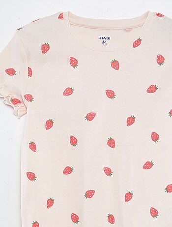 Completo pigiama t-shirt + shorts con stampa e bordi ondulati - 2 pezzi