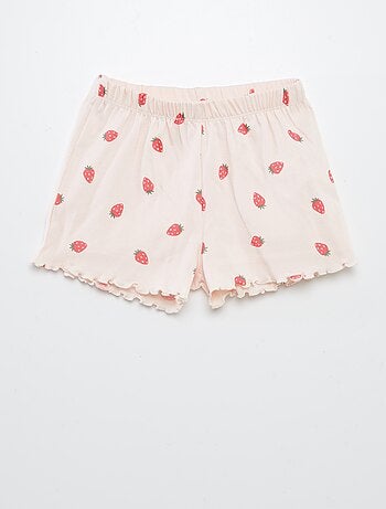 Completo pigiama t-shirt + shorts con stampa e bordi ondulati - 2 pezzi